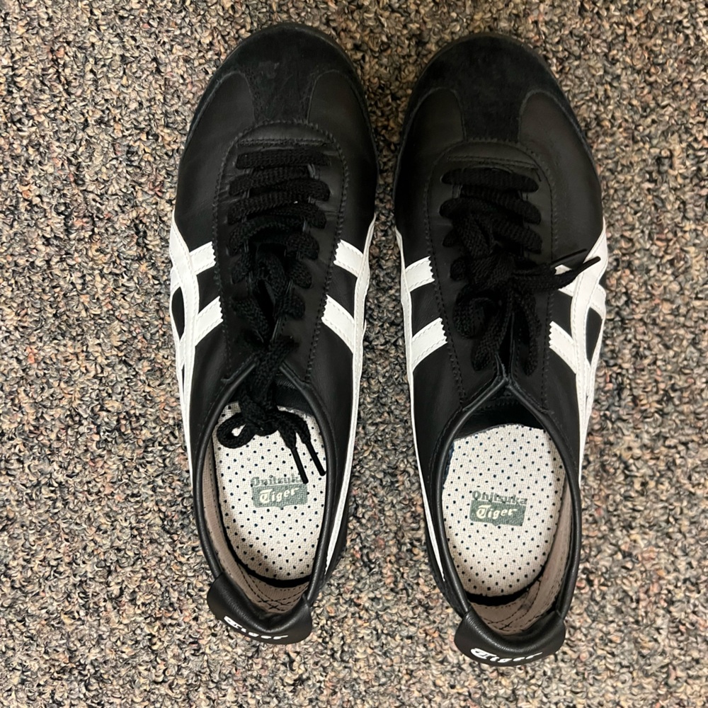 Onitsuka Tiger Mexico 66 black and white sneakers. Made in Japan. Men’s size 9.